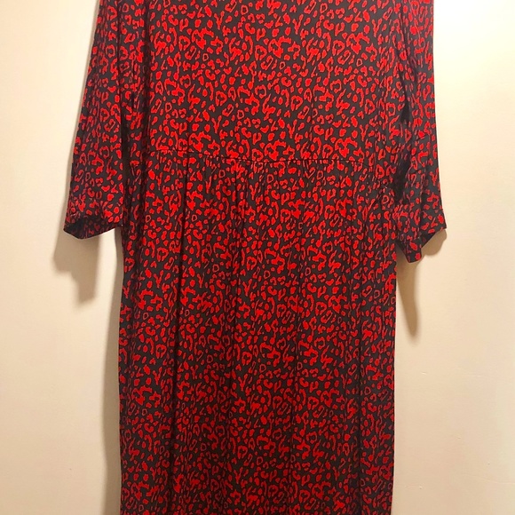 NWOT Zara Dress, Midi, red-black leopard print, size large - Picture 4 of 10